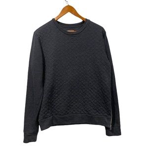 Oak + Fort Crewneck Quilted with Side Zipper Medium Blue